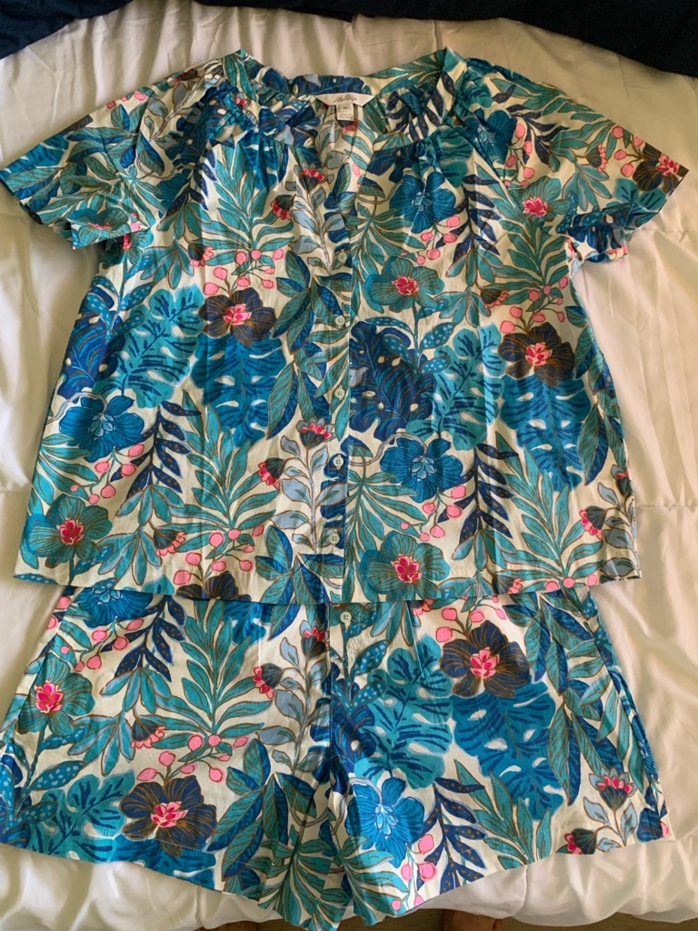 Lilly Pulitzer Pajamas Breezy Aqua Best Fronds Forever Size Medium NWOT - Picture 2 of 14